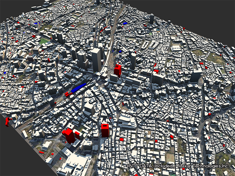 2017年～2020年における渋谷再開発の可視化画像　AW3Dビルディング３Dデータ
