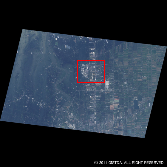 THEOS（テオス）衛星によるタイ洪水被害地域の観測画像