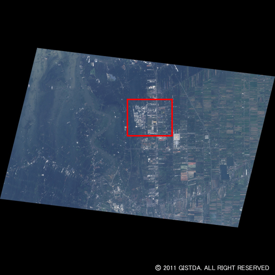 THEOS(テオス)衛星によるタイ洪水被害地域の観測画像