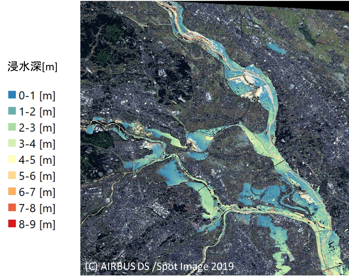 Mapping of Inundation Depth Estimated from Satellite Data
