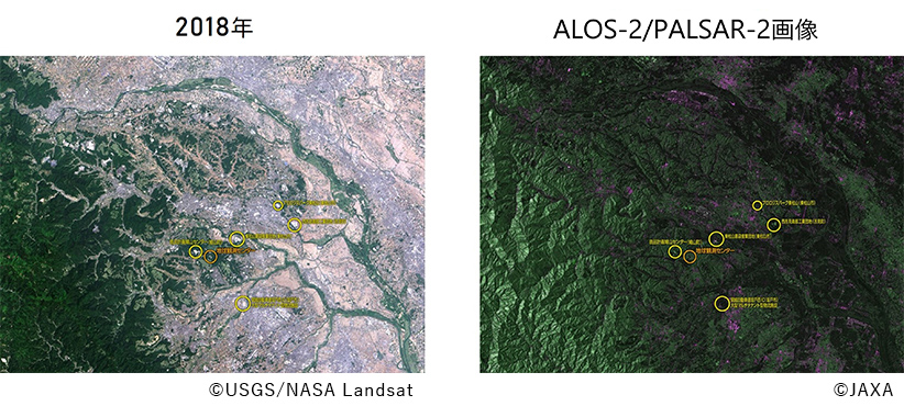 2: レーダーや環境観測センサの衛星データとの重ね合わせ